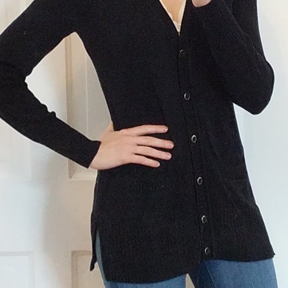 Isaac Mizrahi Live! Essentials Cardigan, black S - Picture 1 of 11